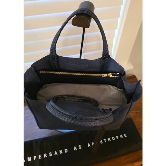 Ampersand as Apostrophe Half Tote Navy Night Python  NWT - Picture 6 of 9